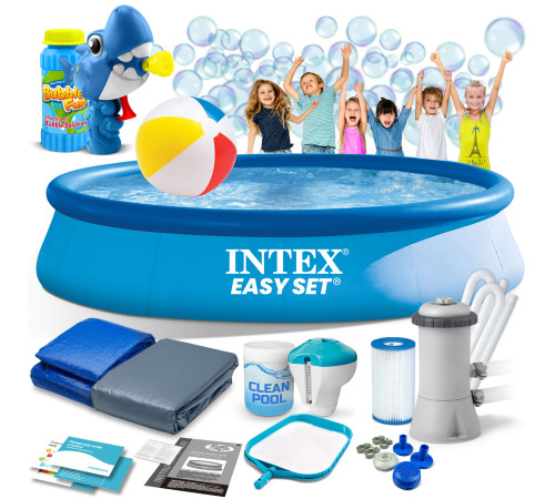 Басейн надувний 15в1 INTEX 28142, 396 x 84 см + машина для створення бульбашок Басейн надувний 15в1 INTEX 28142, 396 x 84 см + машина для створення бульбашок