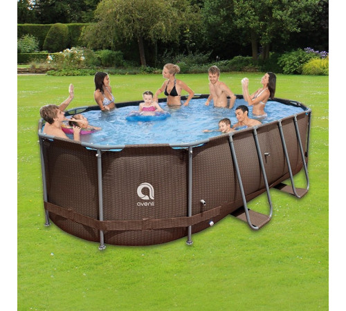Басейн каркасний овальний Avenli Super Rattan 427 x 275 x 100 см, коричневий Басейн каркасний овальний Avenli Super Rattan 427 x 275 x 100 см, коричневий