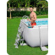 Басейн каркасний прямокутний Bestway Power Steel 549x274 см (56466) - світло-сірий