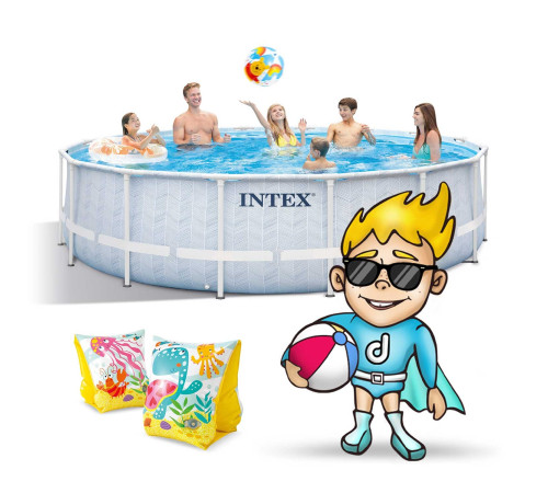Басейн каркасний 17в1 INTEX 26746, 488 х 122 см, біло-синій Басейн каркасний 17в1 INTEX 26746, 488 х 122 см, біло-синій