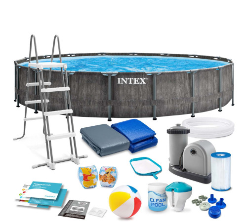 Басейн каркасний 18в1 INTEX 126744, 549 x 122 см, темно-сірий Басейн каркасний 18в1 INTEX 126744, 549 x 122 см, темно-сірий