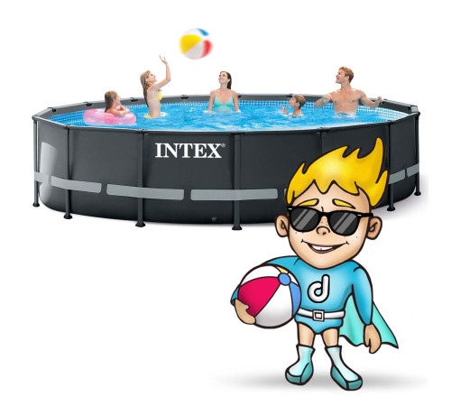 Басейн каркасний 11в1 INTEX 26326GN, 488 х 122 см, темно-сірий Басейн каркасний 11в1 INTEX 26326GN, 488 х 122 см, темно-сірий