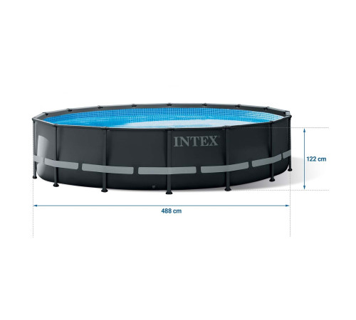 Басейн каркасний 11в1 INTEX 26326GN, 488 х 122 см, темно-сірий Басейн каркасний 11в1 INTEX 26326GN, 488 х 122 см, темно-сірий