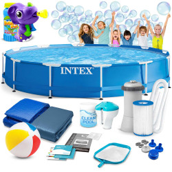 Басейн каркасний 16в1 INTEX 28212, 366 x 76 см + бульбашкова машина 