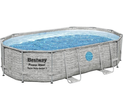 Басейн каркасний овальний Bestway Power Steel 488x305x107 см, сірий Басейн каркасний овальний Bestway Power Steel 488x305x107 см, сірий