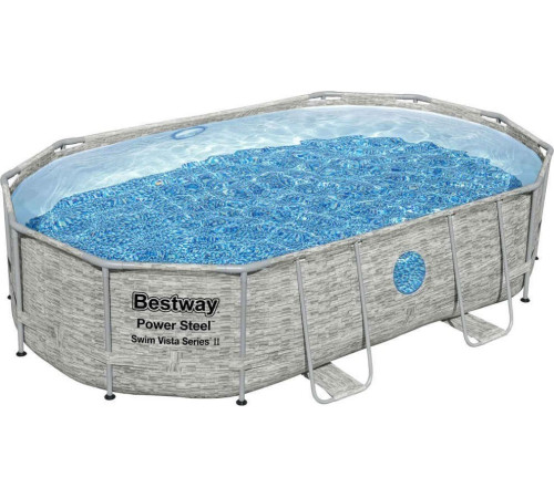 Басейн каркасний овальний Bestway Power Steel 488x305x107 см, сірий Басейн каркасний овальний Bestway Power Steel 488x305x107 см, сірий
