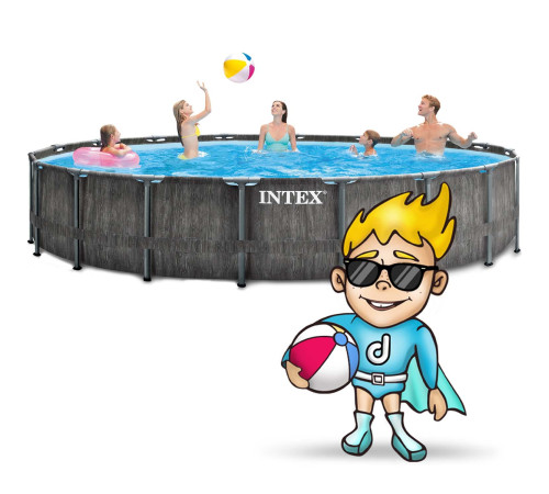 Басейн каркасний 21в1 INTEX 126744, 549 x 122 см, темно-сірий Басейн каркасний 21в1 INTEX 126744, 549 x 122 см, темно-сірий