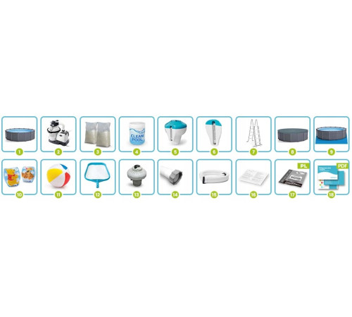 Басейн каркасний панельний 18в1 Intex 26384 478 × 124 см