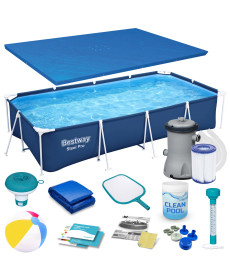 Басейн каркасний прямокутний 15в1 Bestway 56405N 400 x 211 x 81 см