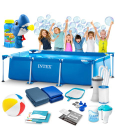 Басейн каркасний прямокутний 15в1 INTEX 28272, 300 х 200 х 75 см + машина для створення бульбашок