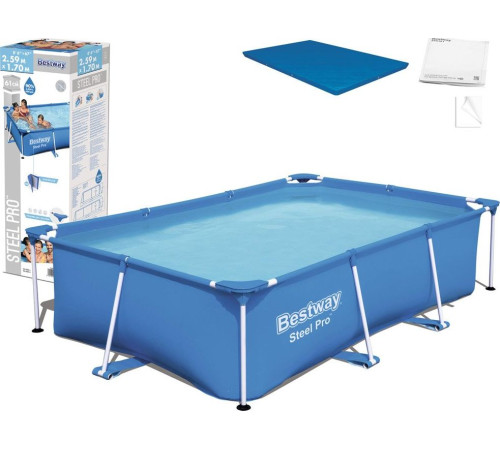 Басейн каркасний прямокутний 2в1 Bestway 56403 Steel Pro 259 х 170 см Басейн каркасний прямокутний 2в1 Bestway 56403 Steel Pro 259 х 170 см