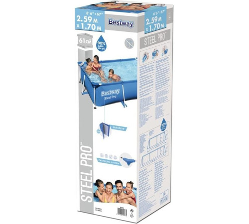 Басейн каркасний прямокутний 2в1 Bestway 56403 Steel Pro 259 х 170 см Басейн каркасний прямокутний 2в1 Bestway 56403 Steel Pro 259 х 170 см