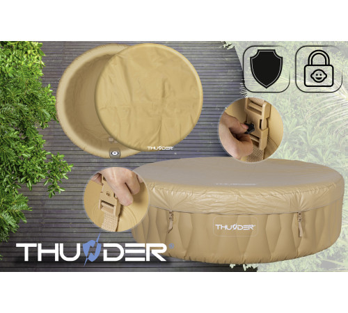 Джакузі-SPA надувне Thunder LATTE 6-місне + коричневі меблі з ротанга – 8 шт