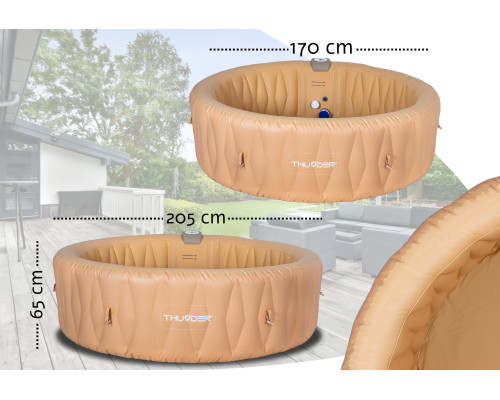 Надувне садове джакузі THUNDER LATTE + сірі меблі з ротанга – 4 шт