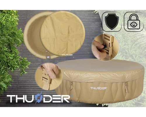 Садове надувне джакузі THUNDER LATTE + коричневі меблі з ротанга – 4 шт