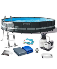 Басейн каркасний 11в1 INTEX 26334, 610 x 122 см, темно-сірий