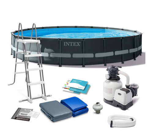 Басейн каркасний 11в1 INTEX 26334, 610 x 122 см, темно-сірий Басейн каркасний 11в1 INTEX 26334, 610 x 122 см, темно-сірий