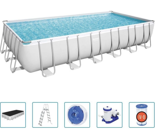 Басейн каркасний прямокутний 6в1 Bestway 56474 Power Steel 732 x 366 см - білий Басейн каркасний прямокутний 6в1 Bestway 56474 Power Steel 732 x 366 см - білий