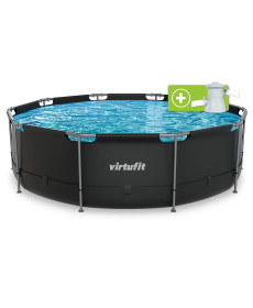 Басейн каркасний VIRTUFIT з фільтрувальним насососм 366 х 100 см, антрацитовий