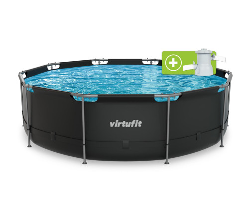 Басейн каркасний VIRTUFIT з фільтрувальним насососм 366 х 100 см, антрацитовий