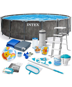 Басейн каркасний 21в1 INTEX 26742, 457 x 122 см, темно-сірий
