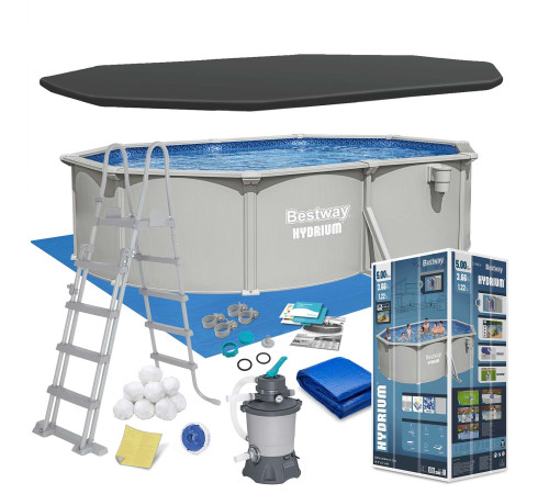 Basen ogrodowy panelowy całoroczny 500x366x122 cm 13w1 Bestawy 56586