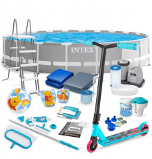 Басейн каркасний 21в1 Intex 26756 610 х 132 см з самокатом Soke GO