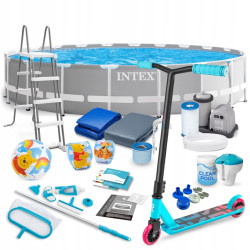 Басейн каркасний 21в1 Intex 26756 610 х 132 см з самокатом Soke GO