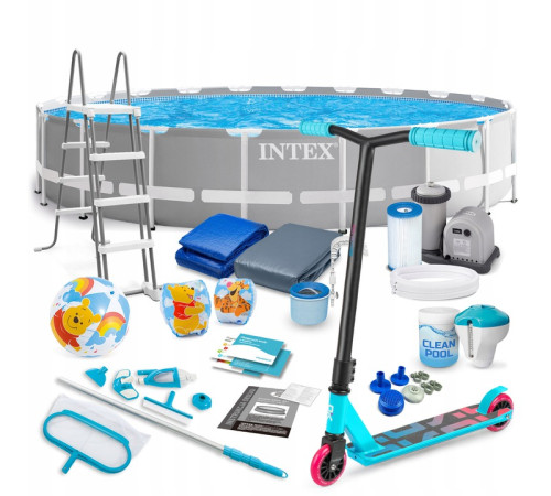 Басейн каркасний 21в1 Intex 26756 610 х 132 см з самокатом Soke GO