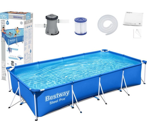 Басейн каркасний прямокутний 8в1 Bestway 56424 Steel Pro 400 x 211 см Басейн каркасний прямокутний 8в1 Bestway 56424 Steel Pro 400 x 211 см