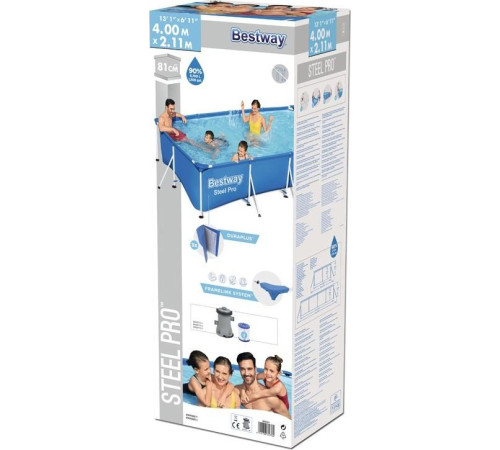 Басейн каркасний прямокутний 8в1 Bestway 56424 Steel Pro 400 x 211 см Басейн каркасний прямокутний 8в1 Bestway 56424 Steel Pro 400 x 211 см