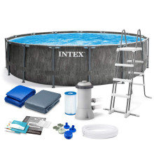 Басейн каркасний 12в1 INTEX 26742, 457 x 122 см, темно-сірий