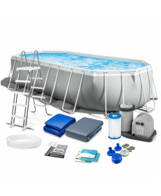 Басейн каркасний овальний 12в1 INTEX 26798, 610 x 305 х 122 см, сірий