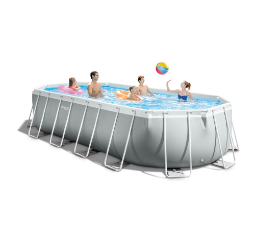 Басейн каркасний овальний 18в1 INTEX 26798, 610 x 305 x 122 см, сірий Басейн каркасний овальний 18в1 INTEX 26798, 610 x 305 x 122 см, сірий