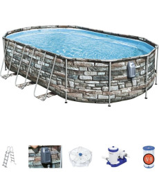 Басейн каркасний овальний Bestway Power Steel Swim, 610 x 366 x 122 см