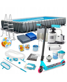 Басейн каркасний 21в1 Intex 26374 975 х 488 х 132 см з самокатом Soke GO