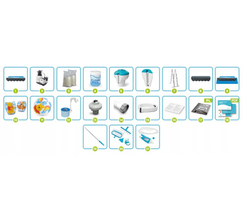Басейн каркасний 21в1 Intex 26374 975 х 488 х 132 см з самокатом Soke GO