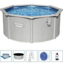 Басейн каркасний Bestway Hydrium з аксесуарами, 300 x 120 см, світло - сірий