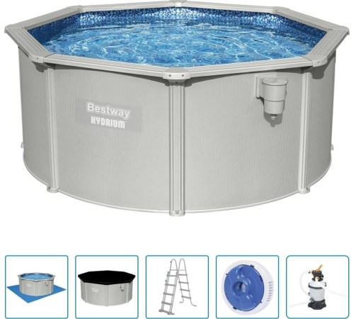 Басейн каркасний Bestway Hydrium з аксесуарами, 300 x 120 см, світло - сірий Басейн каркасний Bestway Hydrium з аксесуарами, 300 x 120 см, світло - сірий