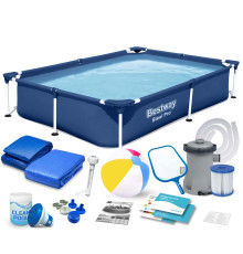 Басейн каркасний прямокутний 16в1 Bestway 56401N, 221 x 150 x 43 см 