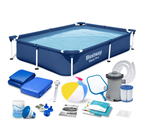 Басейн каркасний прямокутний 16в1 Bestway 56401N, 221 x 150 x 43 см Басейн каркасний прямокутний 16в1 Bestway 56401N, 221 x 150 x 43 см
