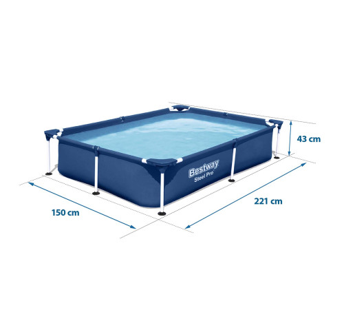 Басейн каркасний прямокутний 16в1 Bestway 56401N, 221 x 150 x 43 см Басейн каркасний прямокутний 16в1 Bestway 56401N, 221 x 150 x 43 см
