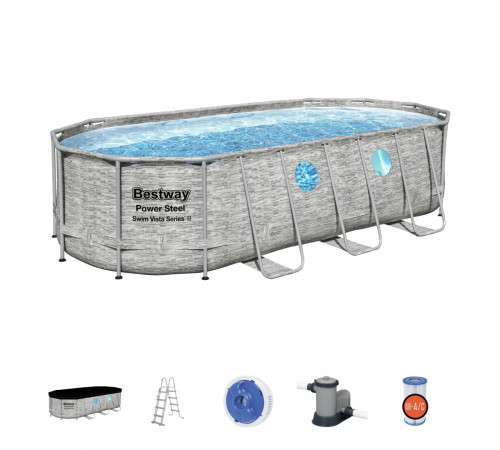 Каркасний басейн Power Steel Swim Vista з вікном 549x274x122 18x9FT BESTWAY 7in1