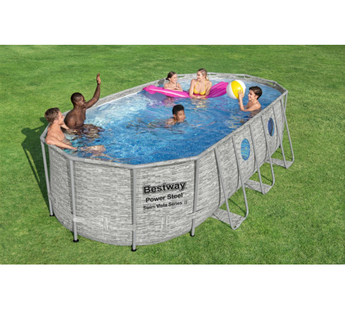 Каркасний басейн Power Steel Swim Vista з вікном 549x274x122 18x9FT BESTWAY 7in1