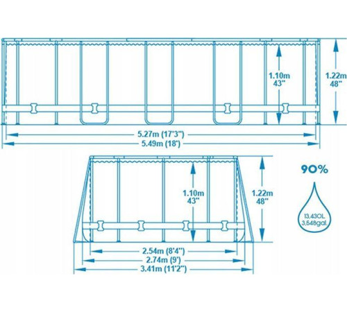 Каркасний басейн Power Steel Swim Vista з вікном 549x274x122 18x9FT BESTWAY 7in1