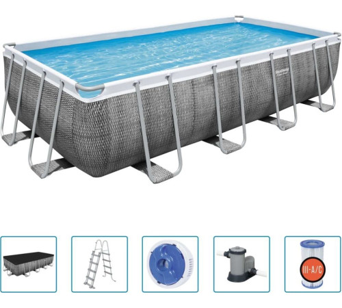 Басейн каркасний прямокутний 6в1 Bestway 56998 Power Steel 549 x 274 см - сірий Басейн каркасний прямокутний 6в1 Bestway 56998 Power Steel 549 x 274 см - сірий