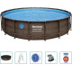 Басейн каркасний 6в1 Bestway 56977 Power Steel 549 см - коричневий