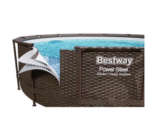 Басейн каркасний 6в1 Bestway 56977 Power Steel 549 см - коричневий Басейн каркасний 6в1 Bestway 56977 Power Steel 549 см - коричневий