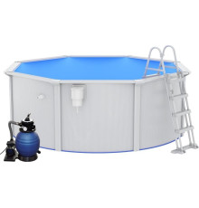 Басейн каркасний vidaXL 360 x 120 см,  білий + насос з пісочним фільтром + драбина
