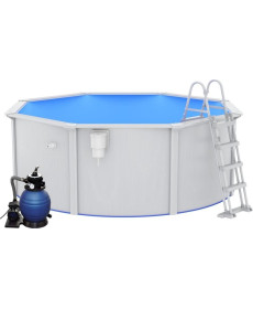 Басейн каркасний vidaXL 360 x 120 см,  білий + насос з пісочним фільтром + драбина
